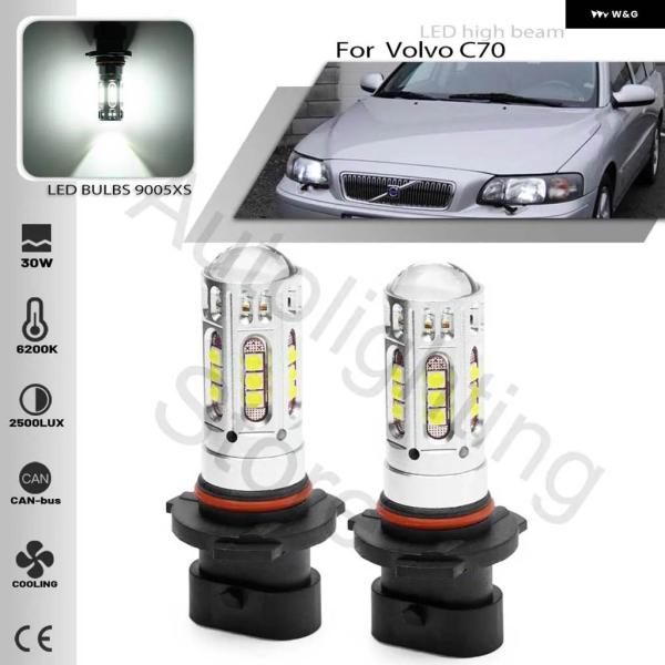 並行輸入品2個 LED ヘッドライト ランプ バルブ 9005XS ボルボ V70 II 2000-...