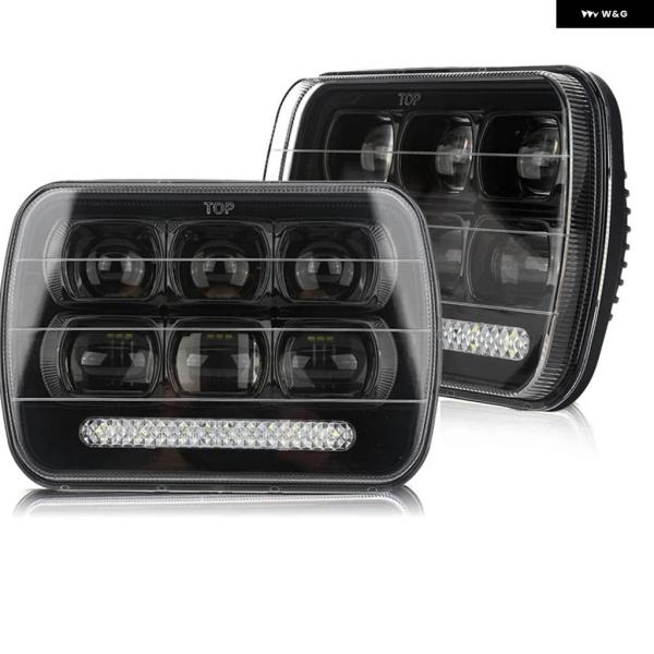 並行輸入品5X7 7X6インチ 長方形 シールドビーム LED ヘッドライト DRL付き ラングラー...