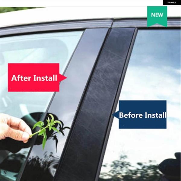 並行輸入品ブラック ドアウィンドウ トリム ピラー ポスト トリム カバー 8個 フォード エクスペ...