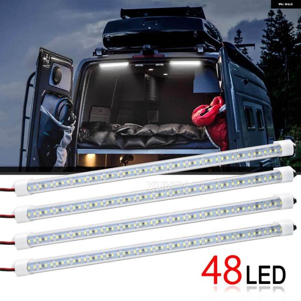 並行輸入品4個 12V インテリア LED ライトバー ストリップランプ スイッチ付き 車 トレーラ...