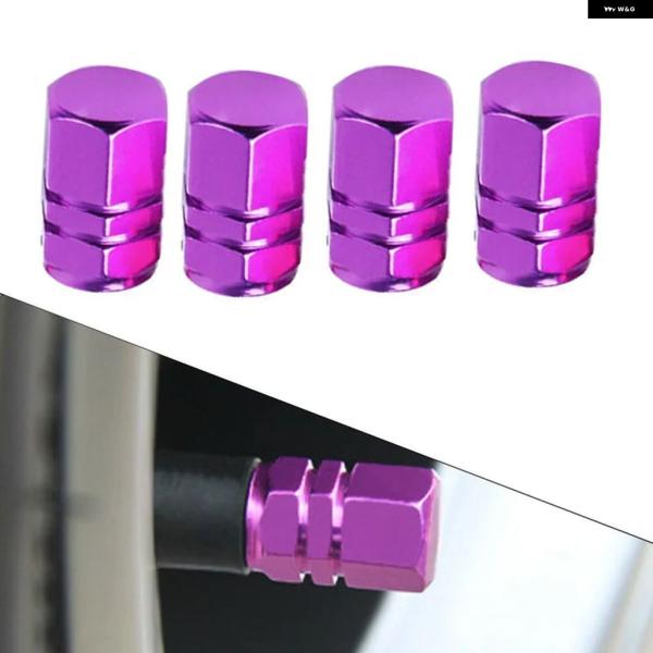 並行輸入品 紫色のクロムメッキ アルミ 製ニップルキャップ4個セット タイヤホイールリムステムエア ...