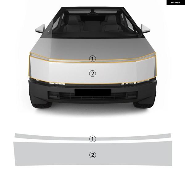並行輸入品 テスラ サイバー トラック 2024 塗装フィルム フロント バンパー ヘッドライト H...