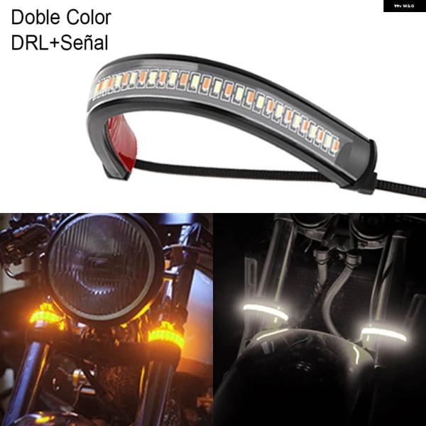 並行輸入品 2個 12V LED バイク ウィンカーライト DRL アンバー ホワイト モトフラッシ...