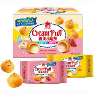 イーメイ クリームパフ ストロベリー&ミルク 64g x 12袋