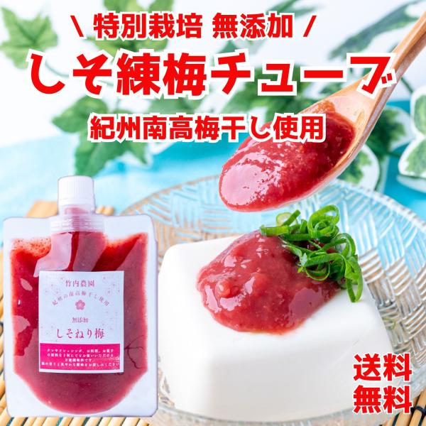 竹内農園 しそねり梅 180g 1個 チューブ 塩分約20% ねり梅 練り梅 梅肉 特別栽培 紀州南...