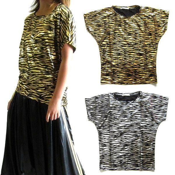 ヒップホップダンス Ｔシャツ ラメ ゼブラ Tシャツ 2色 キッズダンス Tシャツ キラキラ hp0...
