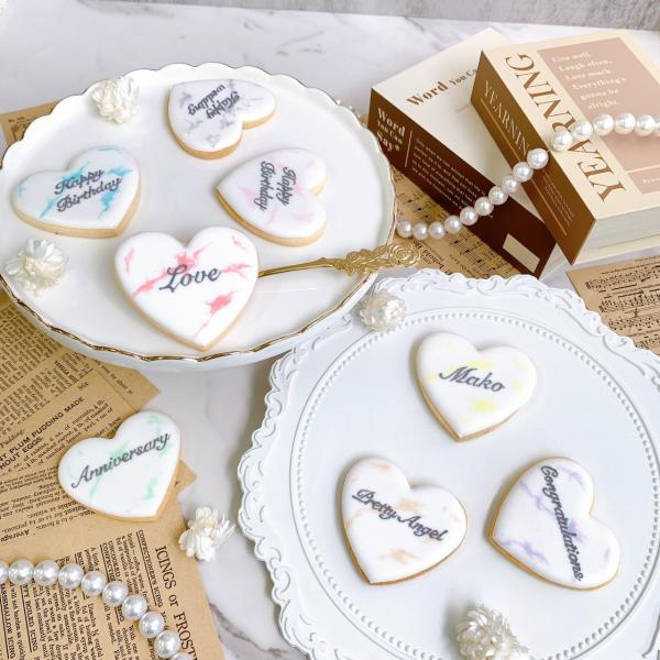 大理石デザインプレートクッキー｜約6cm｜9色からお好きな色を選べる｜アイシングクッキー｜メッセージ...