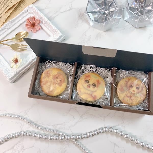 セレブレイト・クッキーBOX（お好きなプレーンプリントクッキー3枚）｜選べる9色｜アイシングクッキー...