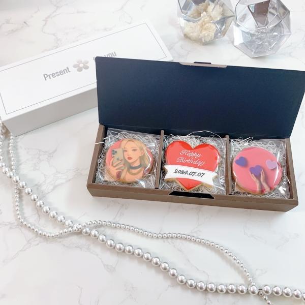 セレブレイト・クッキーBOX（ダブルメッセージクッキー＋プリントクッキー2枚）｜選べる9色｜アイシン...