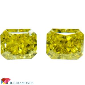FANCY VIVID YELLOW 0.50ct＆0.51ct/RAD/RT3055/GIA : RTDiamonds 