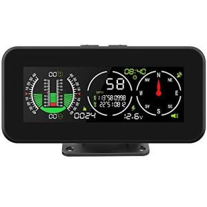 HUDヘッドアップディスプレイ GPSスピードメーター 過速度警報機能 車両の傾斜角とピッチ角、バッテリー電圧、時計、座標、海抜、コンパスを