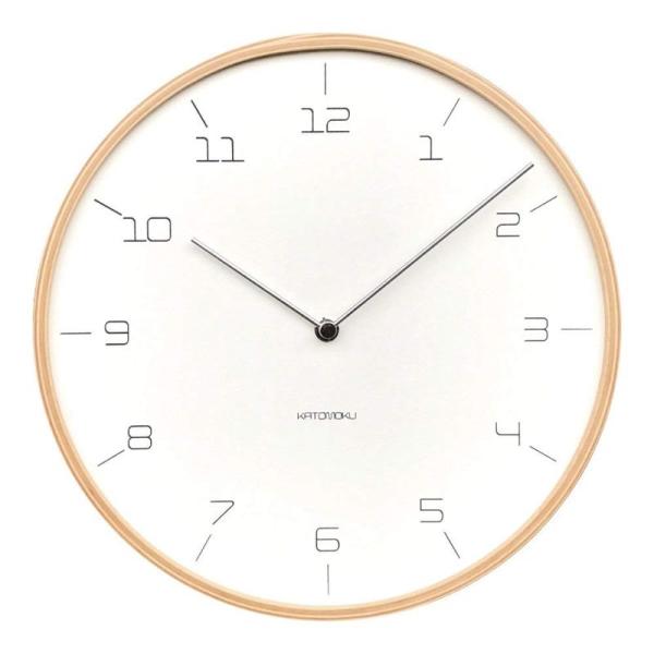 KATOMOKU plywood wall clock 7 ナチュラル スイープ（連続秒針ムーブメン...