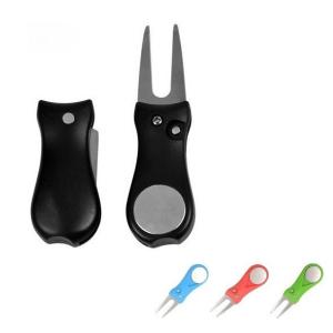 リペアツール ゴルフ グリーンフォーク 2本刃 ピッチマーク 修復折りたたみ 軽量 コンパクト フォーク　R1010-JH