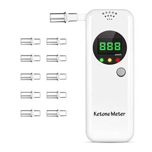 ケトンメーター測定器、Ketosis 測定器、携帯式ケトン呼吸測定器、デジタルケトン呼吸測定器、ケトンテスターマウスピース10個付き(ホワイト)