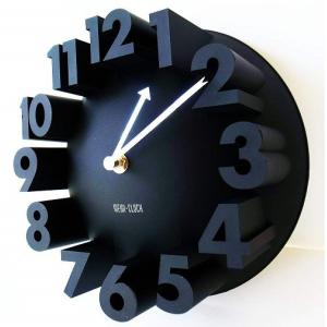 3Ｄ 立体 掛け時計 モダン デザイン ウォールクロック 壁 (22cm 黒)｜rtrade123