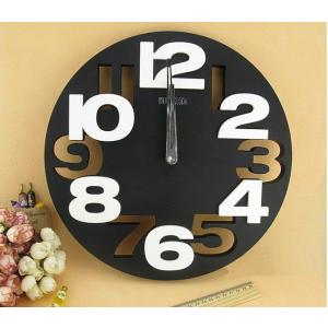 おしゃれ 3D ウォール クロック デザイン 壁掛け時計 (ブラック)