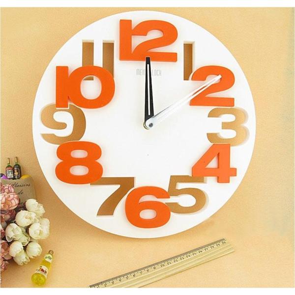 おしゃれ 3D ウォール クロック デザイン 壁掛け時計 (ホワイト)