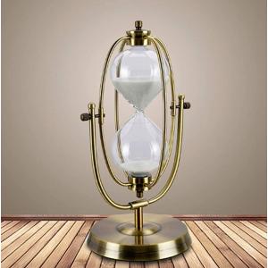 砂時計 アンティーク風 15分計 回転式 楕円 タイマー ブロンズ枠