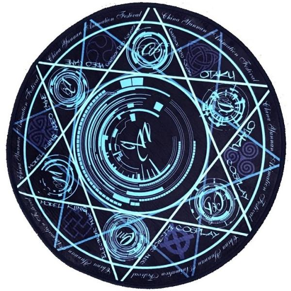 魔法陣 カーペット チェアマット 防音対策 直径60cm（六芒星）アニメ 魔術 召喚