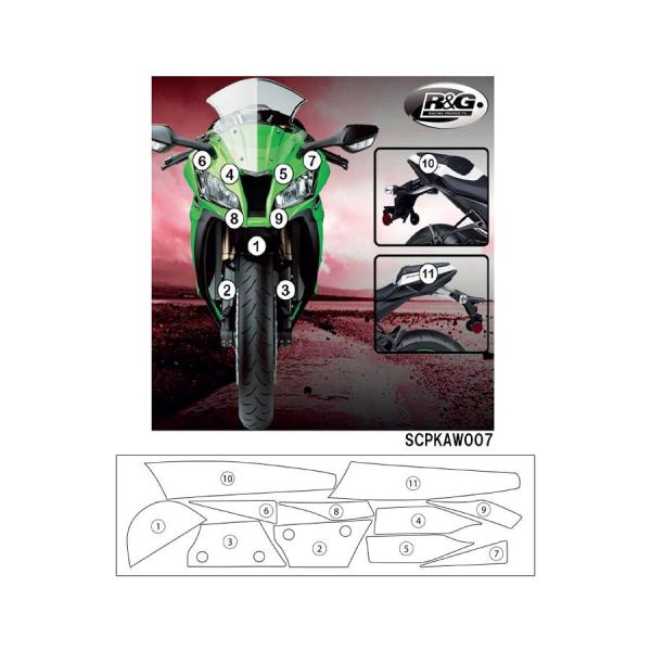 R&amp;G セカンドスキン(高品質ポリウレタン保護フィルム) ZX-10R RG-SCPKAW007