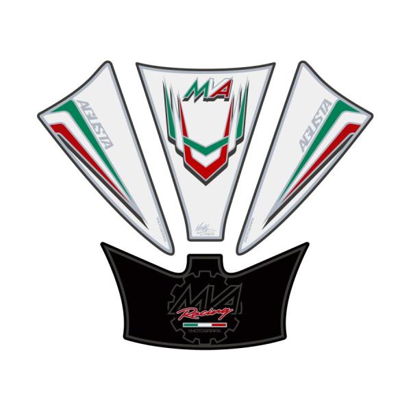 モトグラフィックス タンクパッド ホワイト/シルバー MV AGUSTA MVA MT-TM003W...