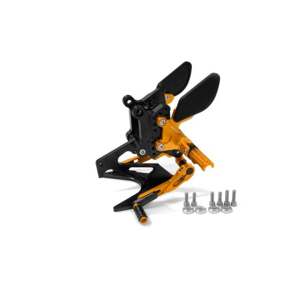 バイカーズ バックステップ アルミ削り出し 可倒式ステップ 9ポジション対応 オレンジゴールド ニン...