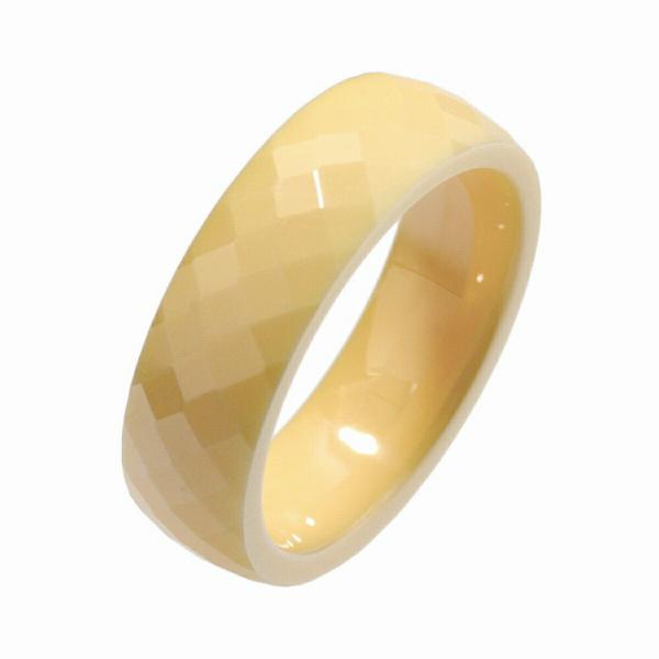指輪 セラミック ミラーボールカットリング 幅6.0mm 黄色 イエロー｜Ceramic アクセサリ...