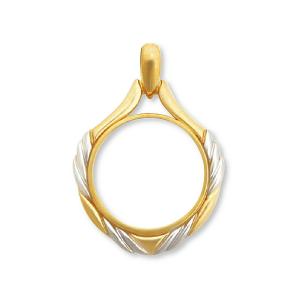 【1個売り】 コイン空枠パーツ 18金 ゴールド PT900 プラチナ コンビ メイプルリーフ金貨1/4オンス専用 ペンダント枠 ワッシャー止め式