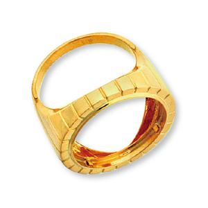 【1個売り】 コイン空枠パーツ 18金 イエローゴールド メイプルリーフ金貨1/10オンス専用 12号リング枠 ワッシャー止め式 フレームパーツ