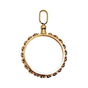 【1個売り】 コイン空枠パーツ 18金 イエローゴールド イーグル金貨1/2オンス専用 ペンダントトップ枠 ネジ止め式 ねじり巻き