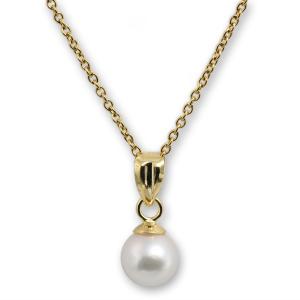 18Kイエローダイヤペンダント、18Kアコヤ真珠ペンダントトップ ペンダントトップ 18金 イエローゴールド あこや真珠ペンダント 7.0mm