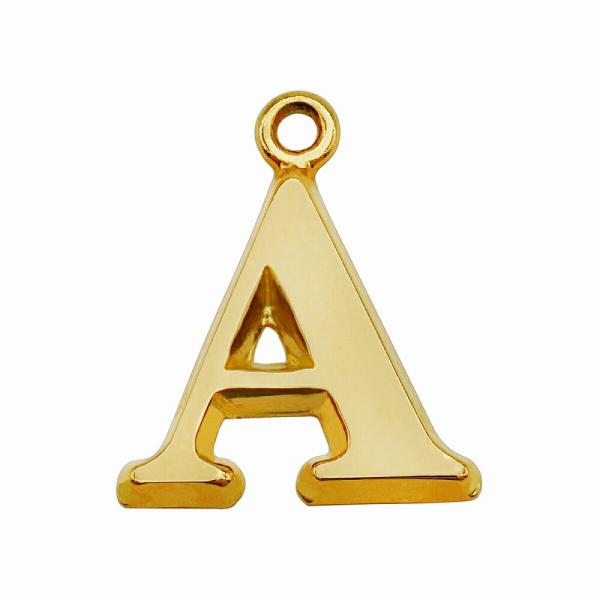 【1個売り】 チャームパーツ 18金 イエローゴールド A イニシャルチャーム Mサイズ 中空タイプ...