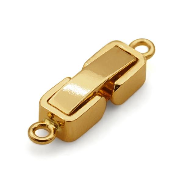 【1個売り】 留め具 18金 イエローゴールド 中折れ式留具 丸カン付き 縦13.0mm 横3.8m...