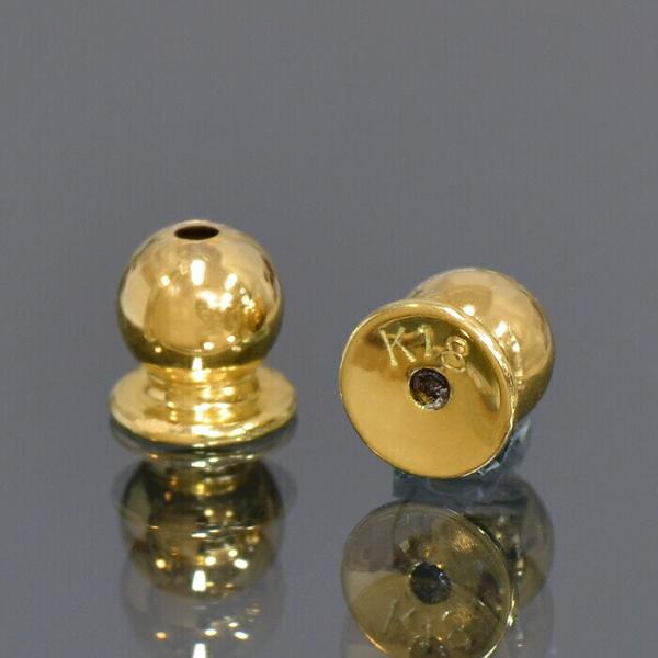 【1個売り】 ピアスキャッチ 18金 イエローゴールド ふくらんだデザインのピアスキャッチ シリコン...