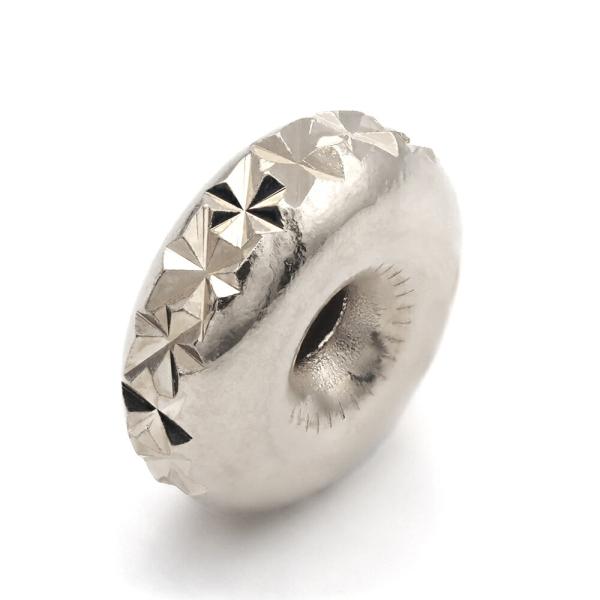 【1個売り】 ビーズパーツ PT850 プラチナ ドーナツ型 スターカット 外径4.5mm 高さ1....