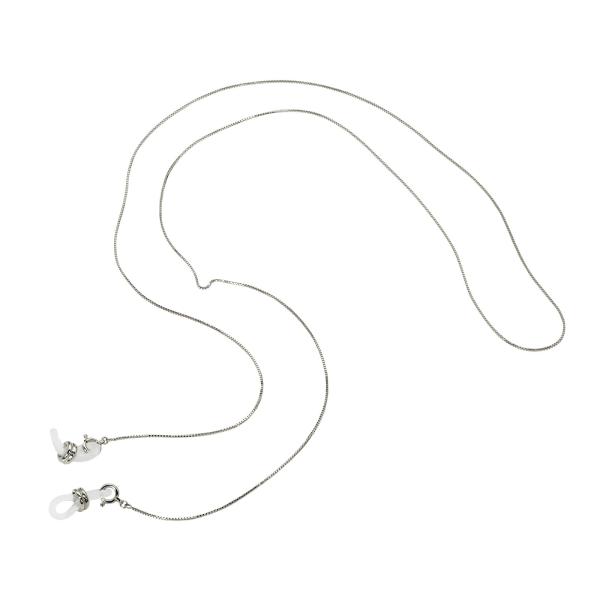 メガネチェーン 10金 ホワイトゴールド ベネチアンチェーン（Wドーナツ型） 幅0.7mm 長さ70...