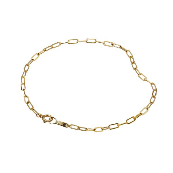 ブレスレット チェーン 10金 イエローゴールド 2面カットフラットロング小豆チェーン 幅2.4mm...