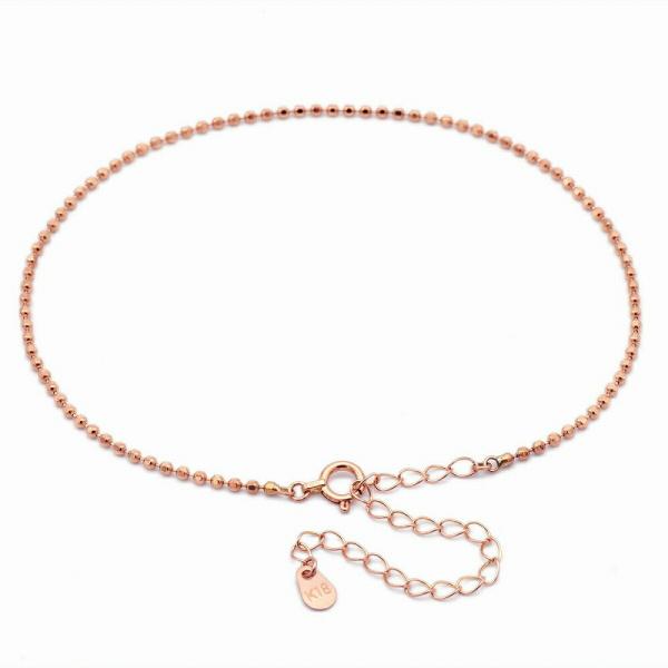 アンクレット チェーン 18金 ピンクゴールド カットボールチェーン 幅1.5mm 長さ24cm｜鎖...