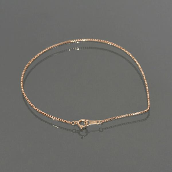 ブレスレット チェーン 18金 ピンクゴールド ベネチアンチェーン 幅1.0mm｜鎖 K18PG k...