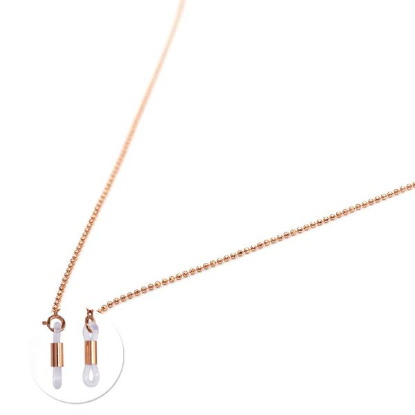 メガネチェーン 18金 ピンクゴールド カットボールチェーン（筒型） 幅1.5mm 長さ70cm 眼...