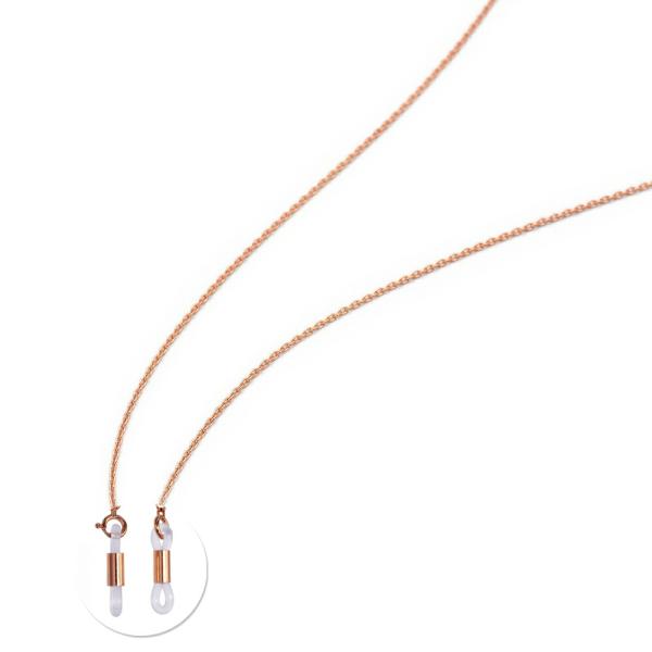 メガネチェーン 18金 ピンクゴールド 小豆チェーン（筒型） 幅1.0mm 長さ70cm 眼鏡チェー...