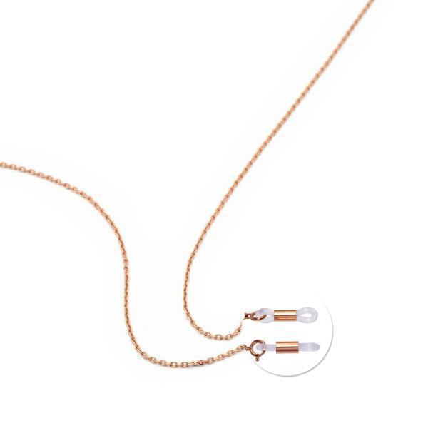 メガネチェーン 18金 ピンクゴールド 4面カット小豆チェーン（筒型） 幅1.1mm 長さ70cm ...