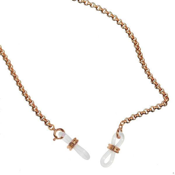 メガネチェーン 18金 ピンクゴールド 裏抜きロールチェーン（Wドーナツ型） 幅3.4mm 長さ70...