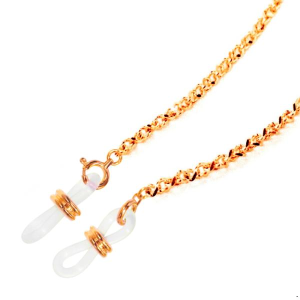 メガネチェーン 18金 ピンクゴールド エルアールチェーン（Wドーナツ型） 幅1.1mm 長さ70c...