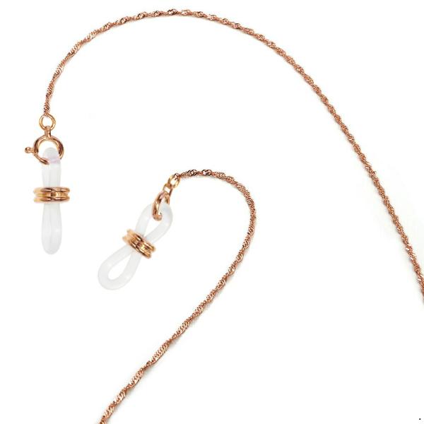 メガネチェーン 18金 ピンクゴールド スクリューチェーン（Wドーナツ型） 幅1.6mm 長さ70c...