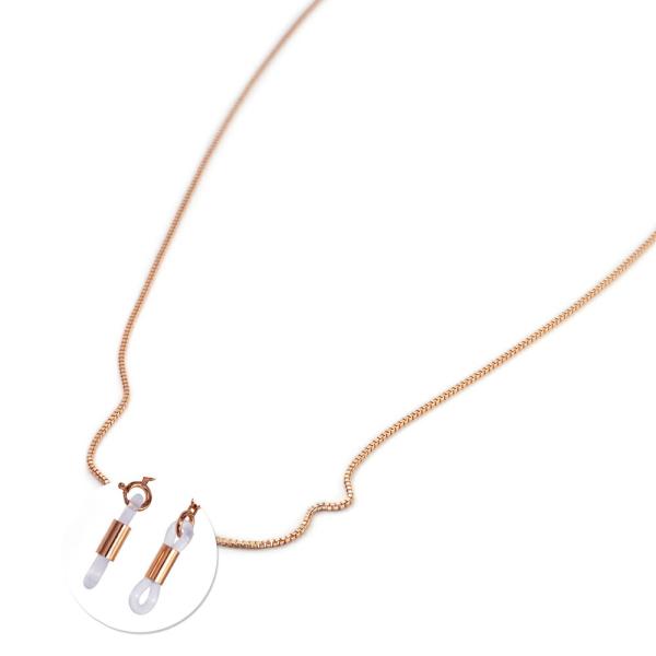 メガネチェーン 18金 ピンクゴールド ベネチアンチェーン（筒型） 幅1.0mm 長さ70cm 眼鏡...