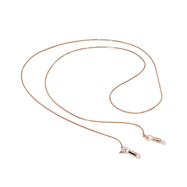 メガネチェーン 18金 ピンクゴールド ベネチアンチェーン（筒型） 幅0.8mm 長さ70cm 眼鏡...