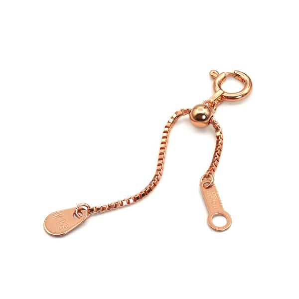 ネックレス用の延長アジャスター 18金 ピンクゴールド スライド式（ドロップ） 幅0.8mm｜鎖 K...