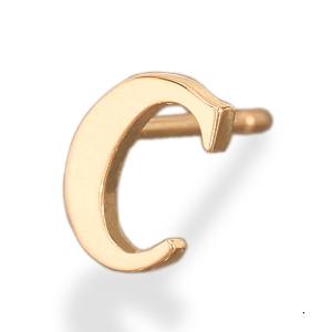 バラ売り/1個】 ピアス 18金 ピンクゴールド N イニシャルの