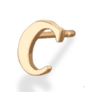 【バラ売り/1個】 ピアス 18金 ピンクゴールド C イニシャルのピアス アルファベット 文字｜K18PG 18k レディース メンズ｜rubby